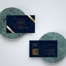 Company Logo Luxury Navy Blue Leather 