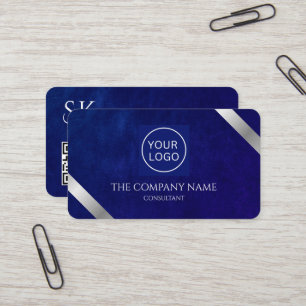 Company Logo Luxury Royal Blue Leather Business Card
