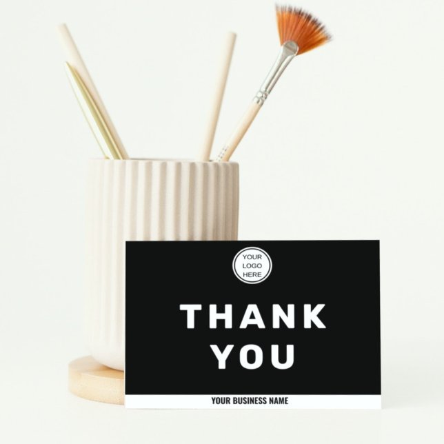 Company Logo Marketing Small Business Black white Thank You Card (Creator Uploaded)