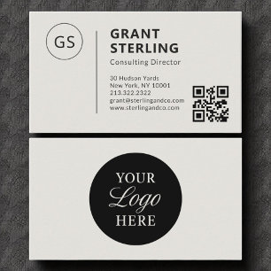 Company Logo Minimalist Professional QR Code  Business Card