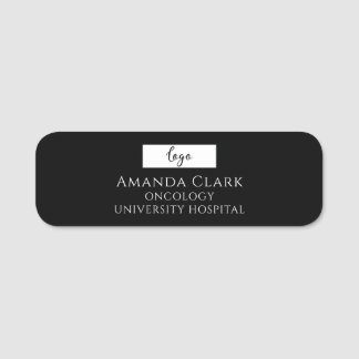 Company Logo Modern Black Employee Staff Name Name Tag