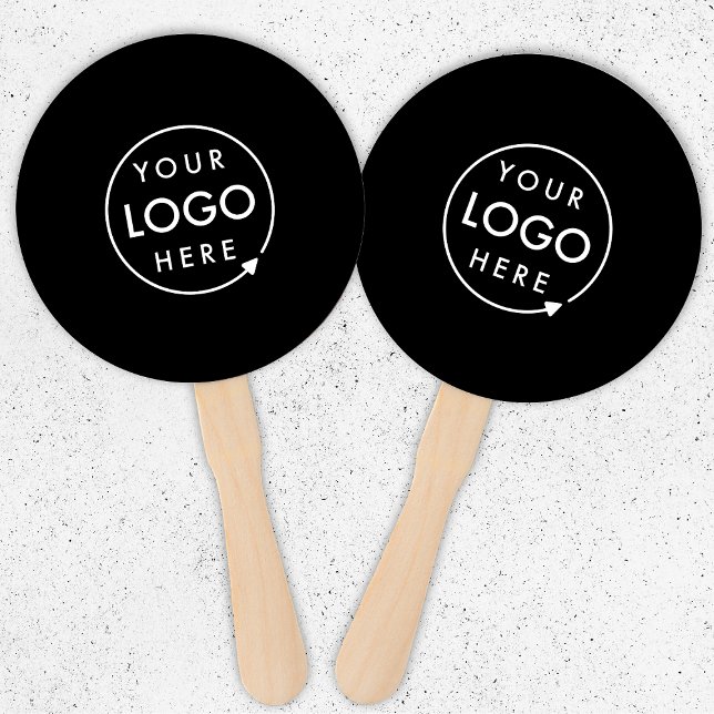 Company Logo | Modern Black Promotional Hand Fan (Creator Uploaded)