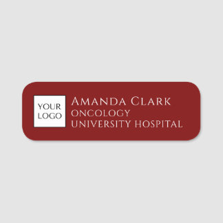 Company Logo Modern Maroon Employee Staff Name Name Tag