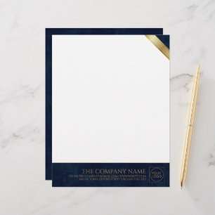 Company Logo Modern Navy Leather Letterhead