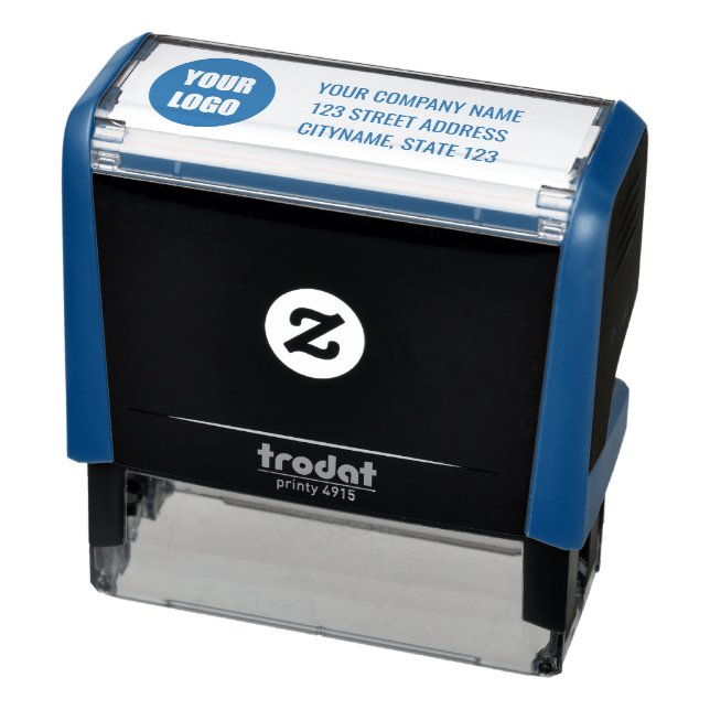 Company Logo Name Address Self-inking Stamp blue (Product)