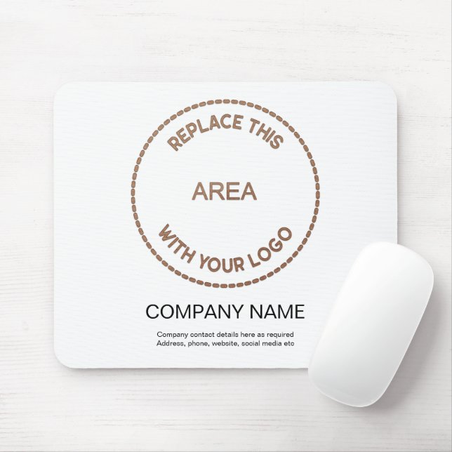 Company Logo Name Address White Mouse Pad (With Mouse)