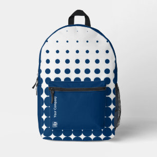 Company Logo Name Halftone Blue White Printed Backpack