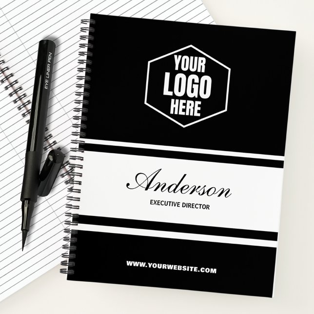 Company Logo Name Script Title Black & White Gift Notebook (Creator Uploaded)