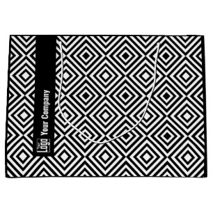 Company Logo Name  Social Black & White Pattern Large Gift Bag