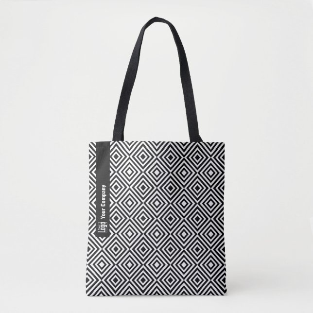 Company Logo Name  Social Black & White Pattern Tote Bag (Front)