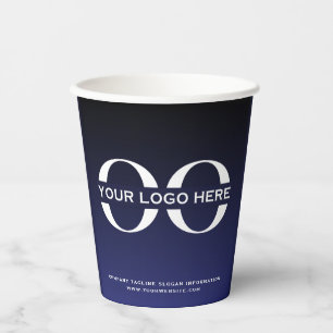 Company Logo Navy Blue Business Corporate Paper Cups