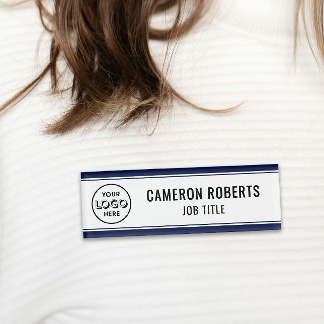 Company Logo Navy Blue Magnetic Employee Name Tag (Creator Uploaded)