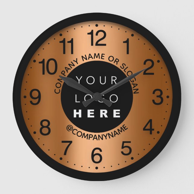 Company Logo Orange Coral Name Slogan  Large Clock (Front)