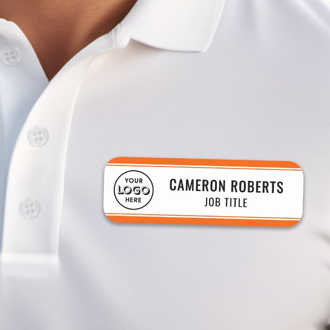 Company Logo Orange Magnetic Employee Name Tag (Creator Uploaded)