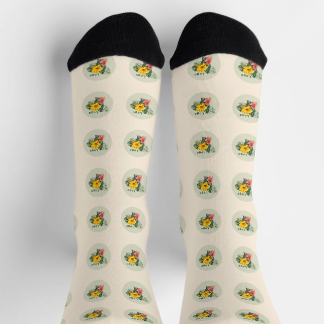Company Logo Pattern Novelty Socks (Top)