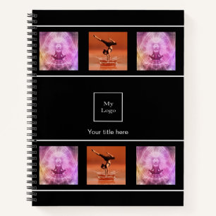 Company logo photo collage black white notebook