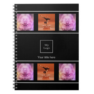 Company logo photo collage black white notebook