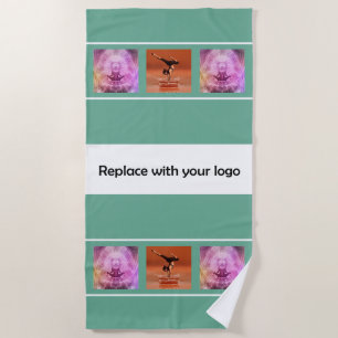 Company logo photo collage green white beach towel