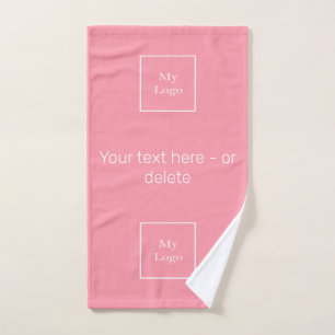 Company logo pink white text business hand towel