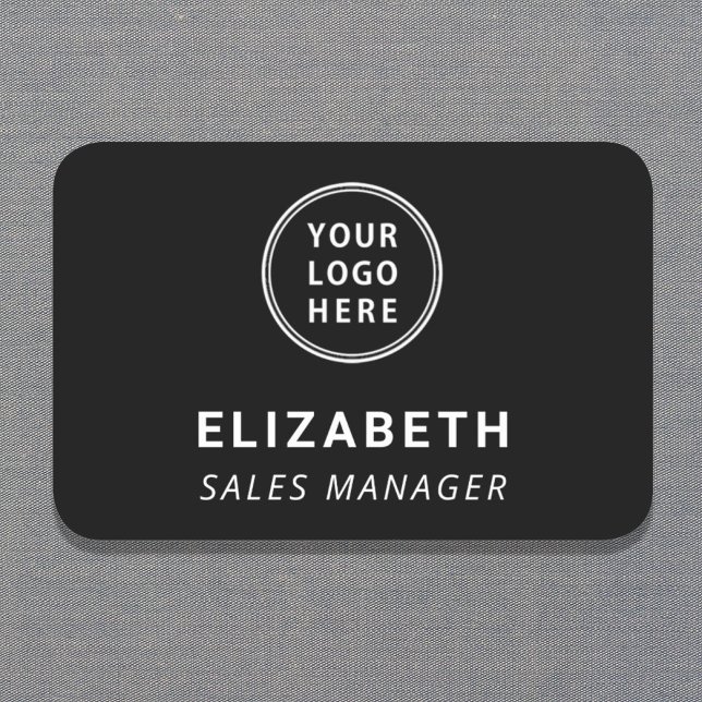 Company Logo Professional Black Name Tag (Creator Uploaded)