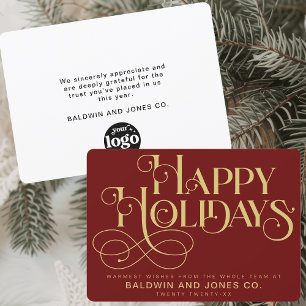 Company Logo Professional Business Gold And Red Holiday Card