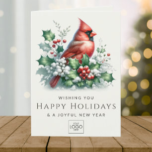Company Logo Professional Elegant Custom Christmas Holiday Card