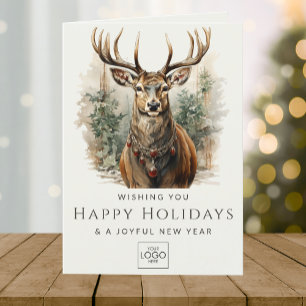 Company Logo Professional Elegant Custom Christmas Holiday Card