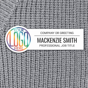 Company Logo Professional Employee Basic White Name Tag