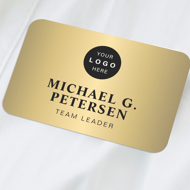 Company logo professional employee faux gold name tag (Creator Uploaded)