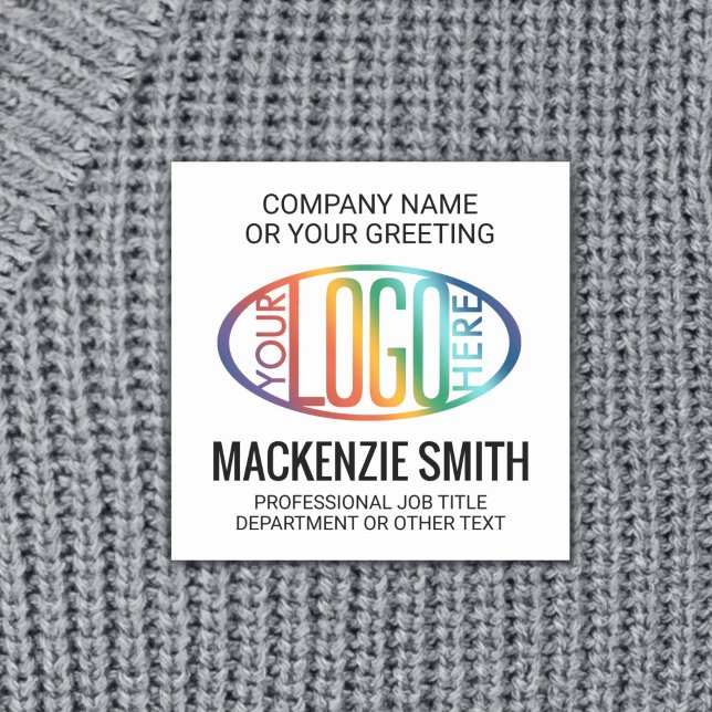 Company Logo Professional Employee White Square Name Tag (Creator Uploaded)