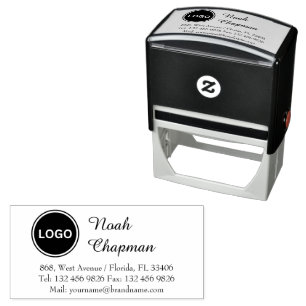 Company Logo Professional Name Contact Information Self-inking Stamp