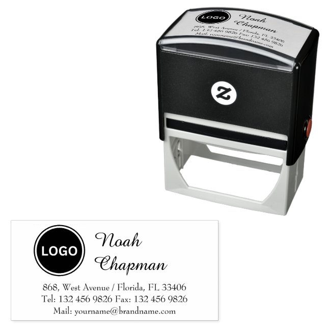 Company Logo Professional Name Contact Information Self-inking Stamp (In Situ)