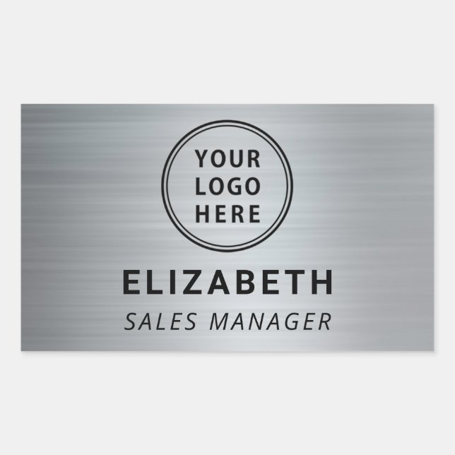 Company Logo Professional Silver Rectangular Sticker (Front)