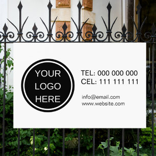 Company Logo Promotional Contact Black & White  Banner