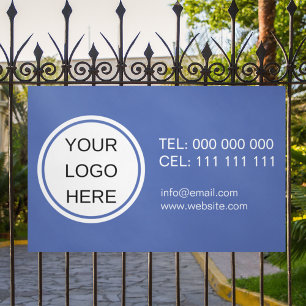 Company Logo Promotional Contact Blue & White Banner