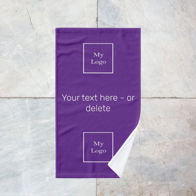 Company logo purple white text business hand towel (Creator Uploaded)