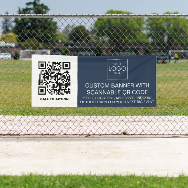 Company Logo QR Code Custom Vinyl Indoor Outdoor Banner (Insitu)