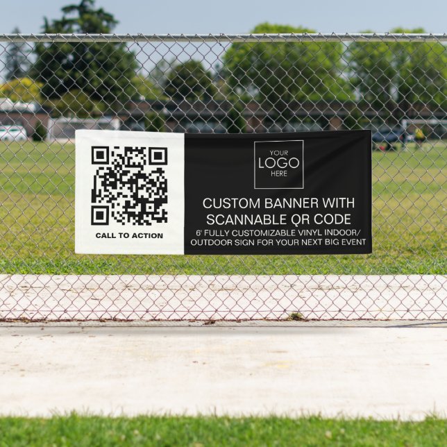 Company Logo QR Code Custom Vinyl Indoor Outdoor Banner (Insitu)