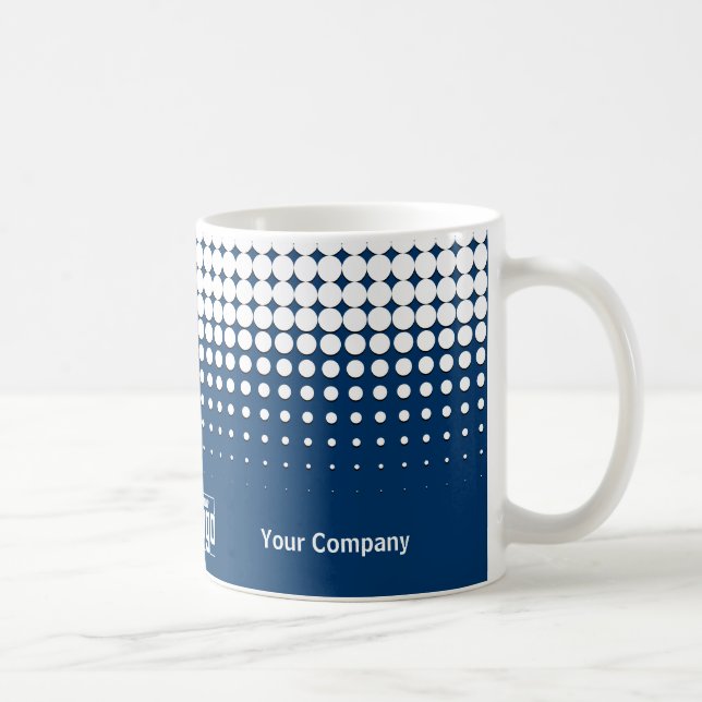 Company Logo QR Code Half Tone Blue Black White  Coffee Mug (Right)