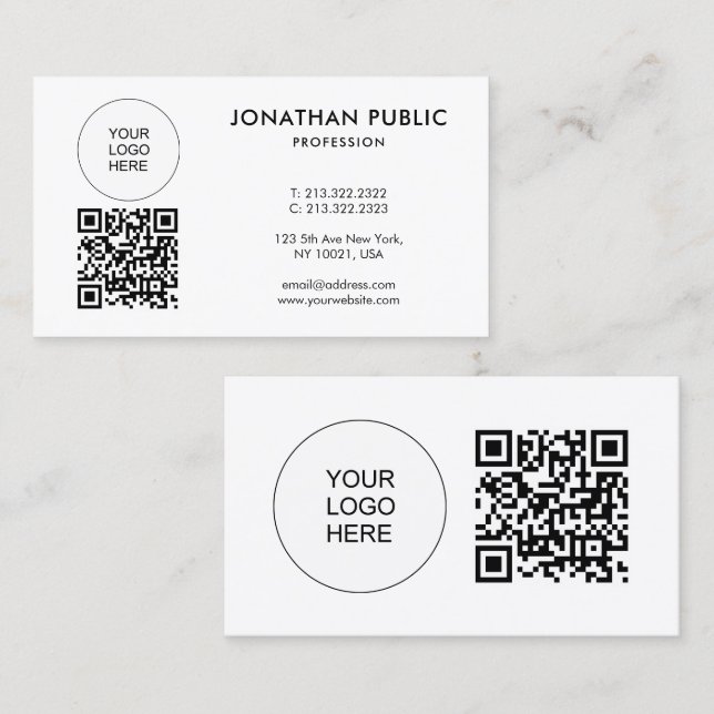 Company Logo QR Code Template Employee Profile Business Card (Front/Back)