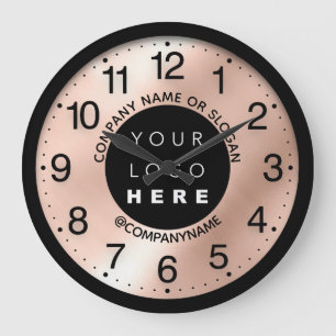 Company Logo Rose Blush Name Slogan Large Clock