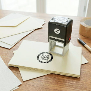 Company Logo & Round Return Address Business Seal Self-inking Stamp