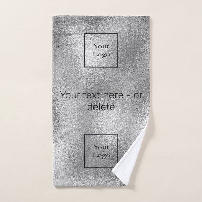 Company logo silver black text business elegant hand towel (Hand Towel)