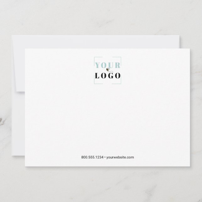 Company Logo Simple White Landscape Note Card (Front)