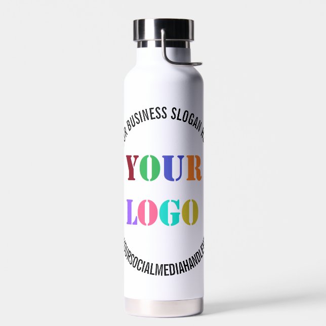 Company Logo Social Media Water Bottle Template (Left)
