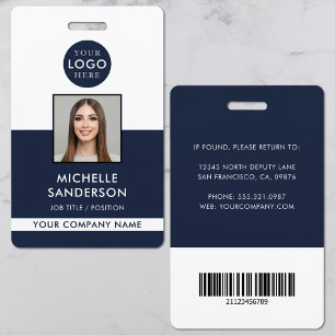 Company Logo Staff Barcode Employee Photo ID ID Badge