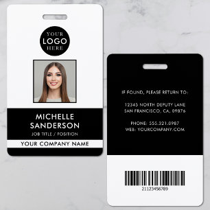 Company Logo Staff Barcode Employee Photo ID ID Badge