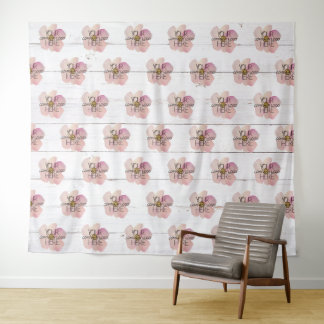 Company Logo Step & Repeat Backdrop White Wood Tapestry