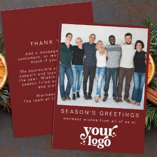 Company Logo Team Photo Stylish Business Christmas Holiday Card