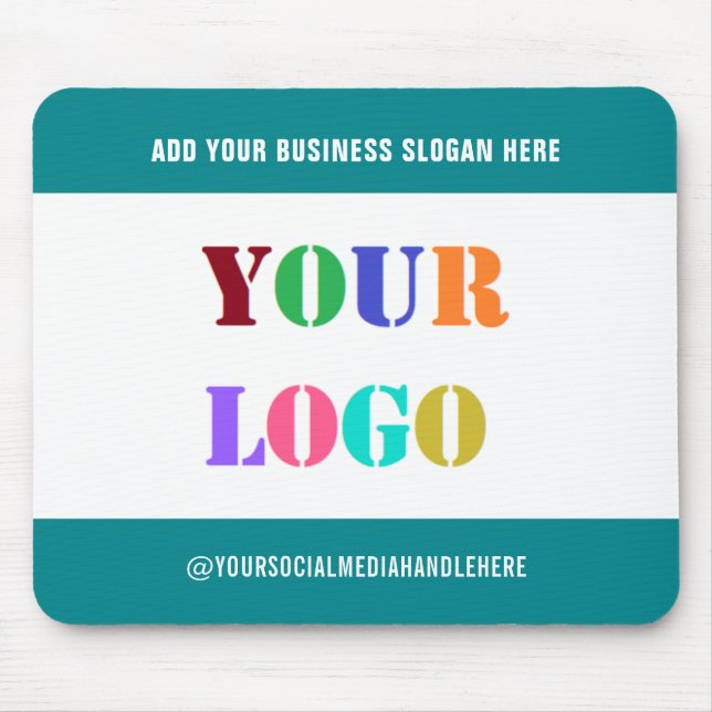 Company Logo Text Social Media Mouse Pad Template (Front)